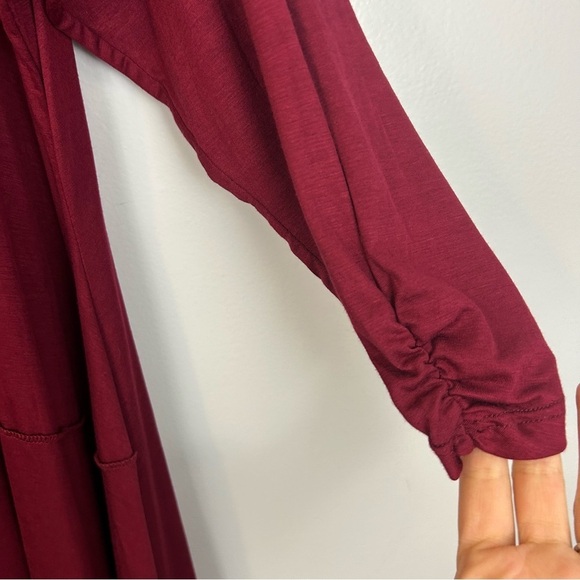 NWT 24seven 24/7 Dark Red Ruched Long Sleeve Swing Tunic Top Size 3X - Picture 8 of 10